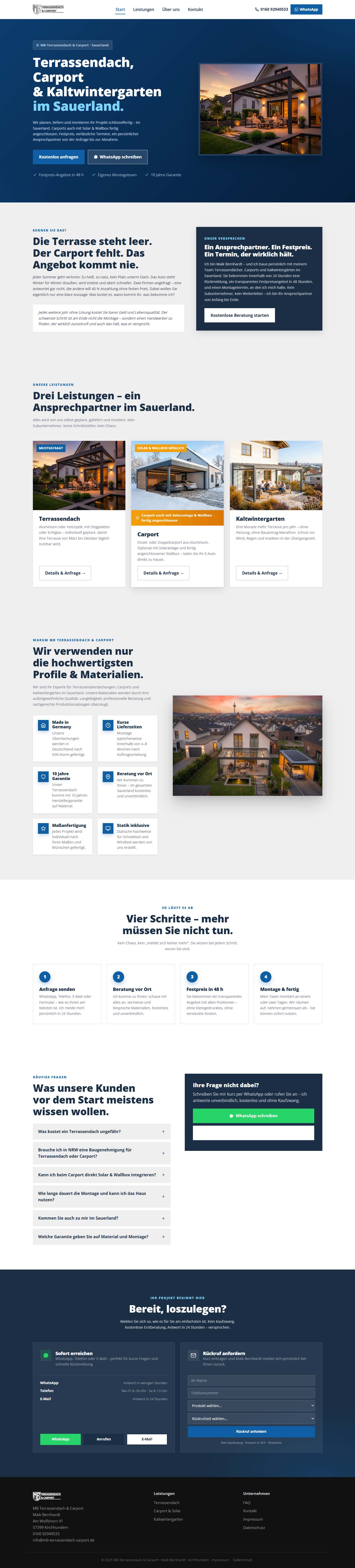 mb-terrassendach-carport.de Screenshot